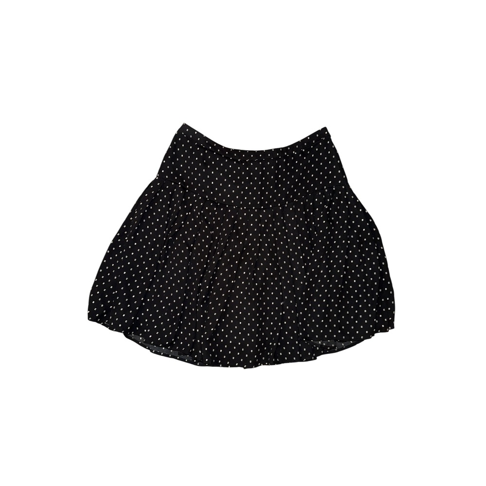 Halogen Pleated Mini Skirt Womens 10 Black White Polka Dot Drop Waist A-Line